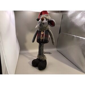 Cute Christmas Mouse  Wearing A Plaid Vest And Santa Hat